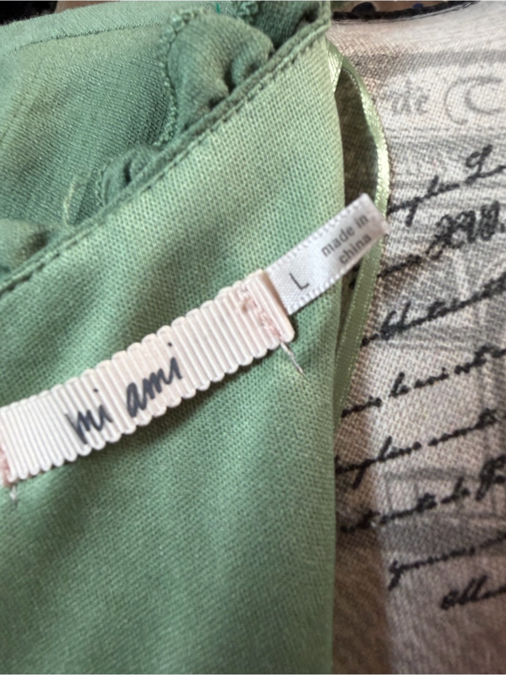 mi Ami Sage Green Ruffle Tiered Long Sleeve Mini Dress - Picture 4 of 4